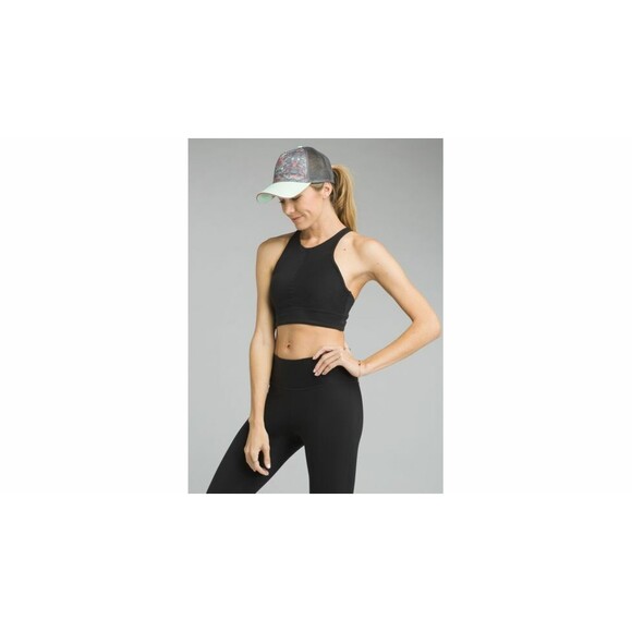 NWT Womens Black M Itzel PrAna Yoga Pilates Strappy Top Bra New Gym Cups Lattice - Picture 2 of 8